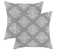 Housses de coussin décoratives en coton doux avec motif flocon de neige pour maison, canapé, chambre à coucher, salon - 40,6 x 40,6 cm - Gris