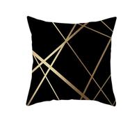 Housses de coussin décoratives en velours noir 45 x 45 cm taies d'oreiller géométriques dorées pour salon chambre à coucher ba