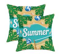 Housses de coussin d'été pour extérieur, extérieur, coque de volleyball décontractée d'été, housses de coussin en polyester résistantes à l'eau pour extérieur, terrasse, porche, meubles de jardin
