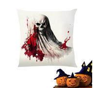 Housses de coussin d'Halloween - Housse de coussin gothique effrayante citrouille fantôme | 45 x 45 cm en lin | Trick or Treat Housse de coussin décorative pour canapé, chambre à coucher, chaise