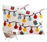 Housses de Coussin d'Hiver 2 Pièces Hiver Doux Étui À Fermeture Éclair | Housses Pour Coussin De Canapé Noël Pour Canapé Salon Chambre Maison Foyer Thanksgiving Lecture en Position Ass Style 6