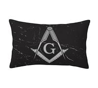 Housses De Coussin en 2 Pièces Symbole Maçonnique De L'Équerre Et du Compas Taie Oreiller Lavable Modernes Housse De Coussin, pour Salon, Chaise, Meubles, 40x60cm