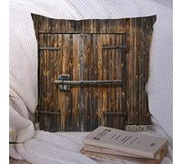 Housses de Coussin en Bois Marron Design Construction texturé Porte Rurale Architecture repères énorme entrée Vintage Polyester taie d'oreiller Housse de Coussin pour canapé canapé décorations 45,7