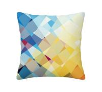 Housses de Coussin en Velours Polyester Jaune et Bleu pour la Saint-Valentin, résistantes à la lumière, Motifs carrés ombrés, Modernes et artistiques, décorations pour canapé, Maison, Anniversaire de
