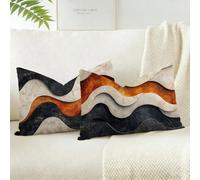 Housses de Coussin Exterieur Impermeable Abstrait, Housse Coussin 40x60 Lot de 2, Velours Taie Oreiller Décorative Montagne Rectangulaire, avec Fermeture Éclair Invisible Respirante et Durable D-8347