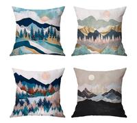 Housses de Coussin Exterieur Imperméables 65x65cm Lever du Soleil Doux Taies d'oreiller Carrées pour Canapé Extérieur Maison Salon Bureau Voiture Moderne Décor Cadeaux, Lot de 4 Paysage XC-188