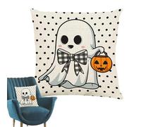 Housses de Coussin fantôme, Housse de Coussin | Housses de Coussin élégantes - Housses de Coussin d'halloween - Housses de Coussin décoratives Trick Black Linen Ghost 45,7 x 45,72 cm Happy