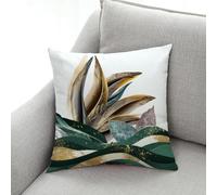 Housses De Coussin Feuilles Vertes Fermeture Éclair Cachée, Impression Numérique Vive & Résistante Aux Fronces - Déhoussables Décoratifs pour Canapé, Lit, Bureau 45X45 Cm