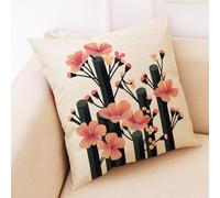 Housses De Coussin Fleur De Prunier Fermeture Éclair Cachée, Impression Numérique Vive & Résistante Aux Fronces - Déhoussables Décoratifs pour Canapé, Lit, Bureau 60X60 Cm