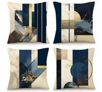 Housses De Coussin Géométrie Abstraite Fermeture Éclair Cachée, Impression Numérique Vive & Résistante Aux Fronces - Déhoussables Décoratifs pour Canapé, Lit, Bureau 45X45 Cm