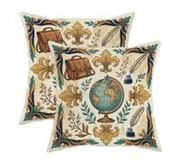 Housses de coussin Globe pour extérieur, vintage classique en polyester résistant à l'eau pour porche, terrasse, meubles de jardin, 55,9 x 55,9 cm, crème