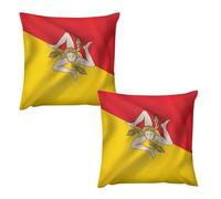 Housses De Coussin Imprimées Drapeau De L'Italie Et De La Sicile 45 X 45 Cm Style Drapeau National Housses De Coussin Décoratives Modernes pour Canapé Patio Décoration D'Intérieur Lot De 2