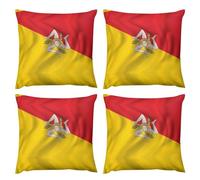 Housses De Coussin Imprimées Drapeau Italie Sicile 60 X 60 Cm Style Drapeau National Décoration Moderne Taies d'oreiller pour Canapé Terrasse Décoration D'Intérieur Lot De 4