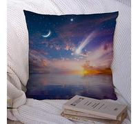 Housses de Coussin Incroyable paisible Astronomie éthérée Belle dans Les étoiles romantiques rougeoyantes Coucher de Soleil Bleu Nature idyllique Polyester taie d'oreiller Housse de Coussin pour Can