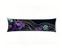 Housses de Coussin Lin, Taie Oreiller rêve Fleur Violette Taie de Traversin Longue avec Fermeture Éclair Invisible, Housses de Coussin 50 x 150 cm, Oreiller Décor Convient à Toutes Les Saisons E0-712