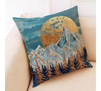 Housses De Coussin Montagne Enneigée Fermeture Éclair Cachée, Impression Numérique Vive & Résistante Aux Fronces - Déhoussables Décoratifs pour Canapé, Lit, Bureau 50X50 Cm