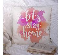 Housses de Coussin Motif de Citation Murale Lets Stay Home Nursery Life Hand Drawn Typography Divers Objets de Cuisine Polyester Couvre-lit Taie d'oreiller Housse de Coussin pour canapé Décorations