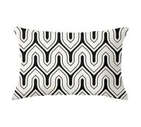 Housses de Coussin,motif noir et blanc 30x50cm/12x20inch Peluche Courte rectangle Motif Double Face Housse de Coussin avec Fermeture Glissière Invisible pour Canapé Chambre Décoration D'intérieur