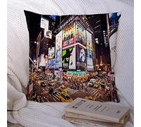 Housses de Coussin New USA York City Road Traffic 1 Juillet Sky Real Times Transport Angle extérieur Repères Urbain Polyester Couvre-lit Taie d'oreiller Housse de Coussin pour canapé décorations 45,