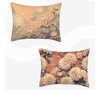 Housses de Coussin Nordique Coussin Exterieur Impermeable Fleurs Decoration Salon, Lin Taie d'oreiller avec Surface Hydrofugfe, Canapé, Chambre, Jardin, Banquette Decoration 70x90 Lot de 2 -SW260377K