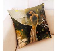 Housses De Coussin Oiseau Jaune Fermeture Éclair Cachée, Impression Numérique Vive & Résistante Aux Fronces - Déhoussables Décoratifs pour Canapé, Lit, Bureau 40X40 Cm