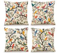 Housses De Coussin Oiseau sur La Branche Fermeture Éclair Cachée, Impression Numérique Vive & Résistante Aux Fronces - Déhoussables Décoratifs pour Canapé, Lit, Bureau 45X45 Cm