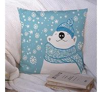 Housses de Coussin Ours Polaire Hiver année Froide Vacances Nouveau noël Flocon de Neige Animaux écharpe Chapeau Faune Vacances Polyester Jeter taie d'oreiller Housse de Coussin pour canapé canapé d