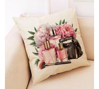 Housses De Coussin Parfum Rose Fermeture Éclair Cachée, Impression Numérique Vive & Résistante Aux Fronces - Déhoussables Décoratifs pour Canapé, Lit, Bureau 45X45 Cm