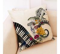 Housses De Coussin Piano À Fleurs Jaunes Fermeture Éclair Cachée, Impression Numérique Vive & Résistante Aux Fronces - Déhoussables Décoratifs pour Canapé, Lit, Bureau 40X40 Cm