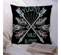 Housses de Coussin Poster Graphic Hand Elements Free Wild Drawn Tribal Arrows Silhouette Typography Feathers Abstract Polyester Throw Taie d'oreiller Housse de Coussin pour canapé décorations 18 x 1