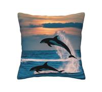 Housses de coussin pratiques et douces pour la peau - Motif dauphin amusant - Décoration d'intérieur