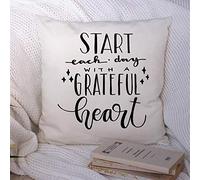 Housses de Coussin Start Each Slogan Power Typography Drawn Day Grateful Heart Spirit on Abstract Quote Text Textures Taie d'oreiller en Polyester Housse de Coussin pour décorations de canapé 18 x 1