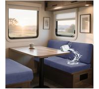 Housses de coussin très extensibles pour caravane, Jacquard Housse Banquette Camping Car avec 2 Courroies pour Caravane, Camping-Car, remorque, siège de Camping-Car (Blue,L 100-130cm,W 65-95cm)