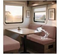 Housses de coussin très extensibles pour caravane, Jacquard Housse Banquette Camping Car avec 2 Courroies pour Caravane, Camping-Car, remorque, siège de Camping-Car (Coffee,L 100-130cm,W 65-95cm)