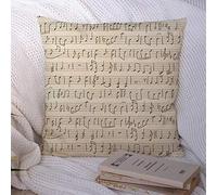Housses de Coussin Vintage White Sheet Bass Worn Grunge Sketch Lettre Manuscrite Quarter Musical Line Textures Note Polyester Couvre-lit Taie d'oreiller Housse de Coussin pour canapé décorations 45,