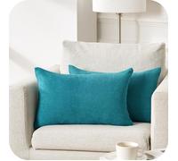 Housses de Coussins 30x50cm en Chenille - TOPFINEL - Doux pour Maison Salon Chambre Canape Décoration Lot de 2 Turquoise
