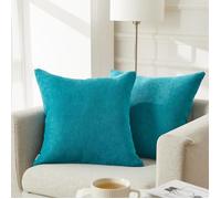 Housses de Coussins 40x40cm en Chenille - TOPFINEL - Doux pour Maison Salon Chambre Canape Décoration Lot de 2 Turquoise