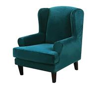 Housses De Fauteuil À Oreilles en Velours Luxueux 2 Pièces Housses De Fauteuil Ultra Douces Et Moelleuses Housses Extensibles pour Canapé Une Place Protections De Meubles Unies(Green)