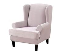 Housses De Fauteuil À Oreilles en Velours Luxueux 2 Pièces Housses De Fauteuil Ultra Douces Et Moelleuses Housses Extensibles pour Canapé Une Place Protections De Meubles Unies(Light Pink)