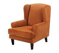 Housses De Fauteuil À Oreilles en Velours Luxueux 2 Pièces Housses De Fauteuil Ultra Douces Et Moelleuses Housses Extensibles pour Canapé Une Place Protections De Meubles Unies(Orange)