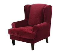 Housses De Fauteuil À Oreilles en Velours Luxueux 2 Pièces Housses De Fauteuil Ultra Douces Et Moelleuses Housses Extensibles pour Canapé Une Place Protections De Meubles Unies(Burgundy)