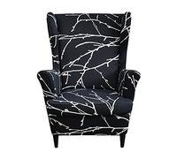 Housses de Fauteuil à Oreilles Extensible Imprimée Housses de Fauteuil Housses de Chaise à Oreilles 2 Pièces