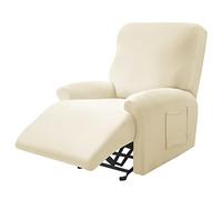 Housses De Fauteuil Inclinable Antidérapantes 4 Pièces avec Pochette for Télécommande - Extensibles en Élasthanne for La Protection des Meubles(13)