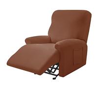 Housses De Fauteuil Inclinable Antidérapantes 4 Pièces avec Pochette for Télécommande - Extensibles en Élasthanne for La Protection des Meubles(10)
