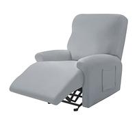 Housses De Fauteuil Inclinable Antidérapantes 4 Pièces avec Pochette for Télécommande - Extensibles en Élasthanne for La Protection des Meubles(3)
