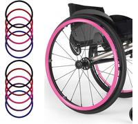 Housses De Jante De Poussée De Fauteuil Roulant en Silicone Housse De Poussée De Main Antidérapante Résistante à L’Usure Housses De Main Courante De Fauteuil Roulant, Pink, 24in