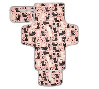 Housses de matelas à langer réutilisables avec poche à mouchoirs, coussinets imperméables pour bébé, légers et pliables, motif dessin animé, chats blancs, noirs, roses