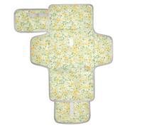 Housses de matelas à langer réutilisables avec poche à mouchoirs, matelas à langer portable pour fille et garçon, fleurs jaunes, fond vert