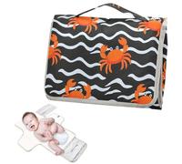 Housses de matelas à langer réutilisables avec poche en tissu - Motif de vagues de crabe orange - Tapis à langer de voyage pour mamans, papas, cambiador de pa?ales para Bebes