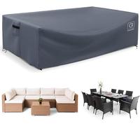 Housses de meubles de patio imperméables pour table basse, housse rectangulaire robuste et durable pour table basse d'extérieur, 122 x 71 x 33 cm (L x l x H), gris